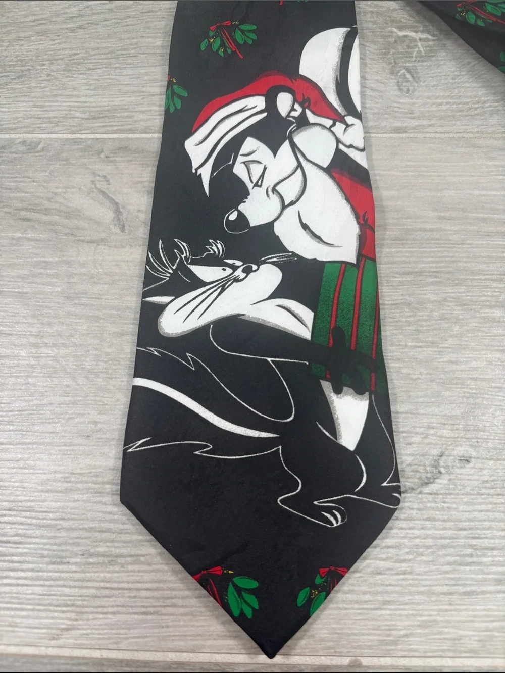 LOT OF 2 Vintage 90s Looney Tunes Neckties Taz Pepe Le Pew Christmas